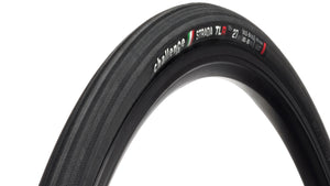 The 27c version of the Challenge Strada Vulcanised Tubeless Ready tyre in black.