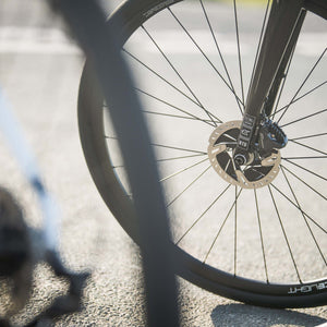 The Ride the distance fork close up on a bike.