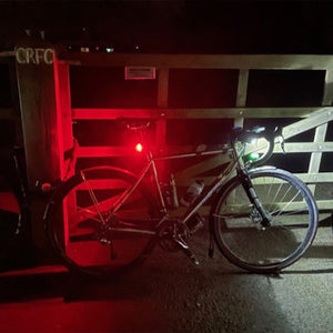 Bike at night with lights on