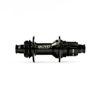 Boyd Cycling 44mm Carbon Road Wheel Grade 36 rear wheel hub with an XDR freehub body on a white background