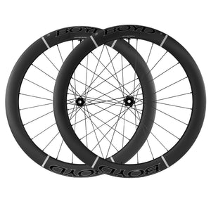 Boyd Cycling 55mm SL Road Bike disc brake carbon wheelset side view on a white background