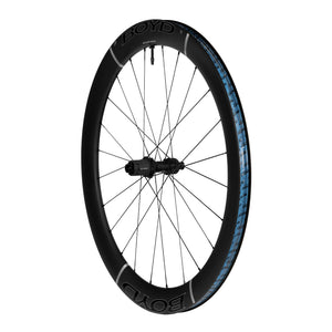 Boyd Cycling 55mm SL Road Bike disc brake carbon rear wheel three quarter view including the internal on a white background
