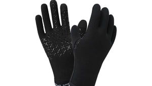 Dexshell Pair of black gloves with textured palm for cold weather riding and touchscreen compatibility.
