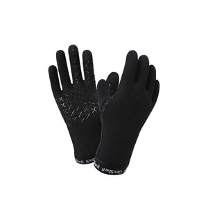 Dexshell Pair of black gloves with textured palm for cold weather riding and touchscreen compatibility.