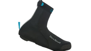 Dexshell heavy duty waterproof Black shoe cover with blue accents on a white background