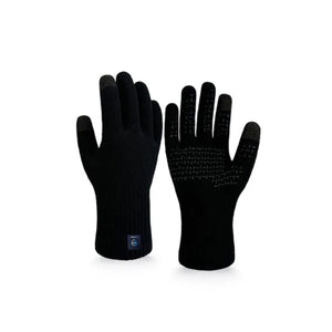 Dexshell waterproof Pair of black gloves with textured palm on a white background