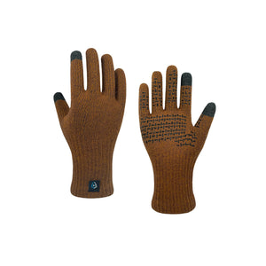 A pair Dexshell Thermfit 3.0 Waterproof gloves in Red Heather on a white background.