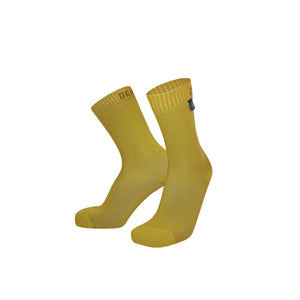 Dexshell Ultra Thin Crew waterproof socks in sunset yellow a pair on a white background