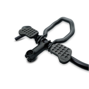 Top view of FARR arm rest kit on a set of handlebars