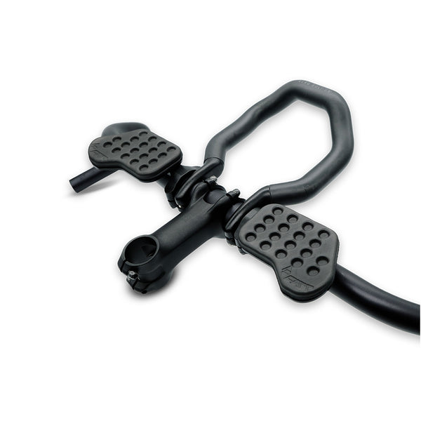 Top view of FARR arm rest kit on a set of handlebars