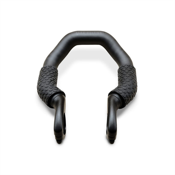 FARR handlebar grips shown fitted to a set of handlebar extensions