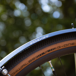 Close up of the Fend Off rear mudguard logo
