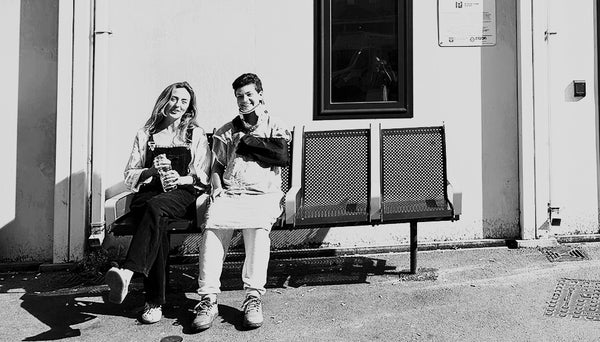 Fran and a friend enjoying the sunshine outside the hospital