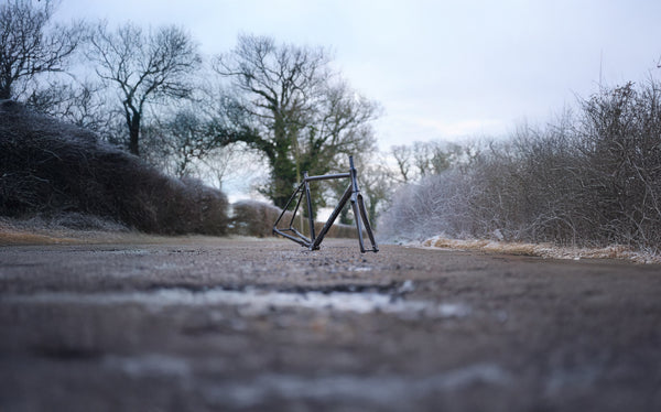 Kinesis 4S frameset on a frosty morning in a lane