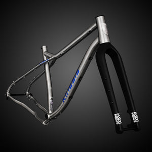 Kinesis Fernweh MTB Frame with Columbus fork and 'Kinesis' branding on a black background