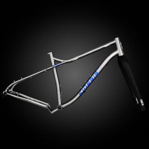Kinesis Fernweh MTB Frame with Columbus fork and 'Kinesis' branding on a black background