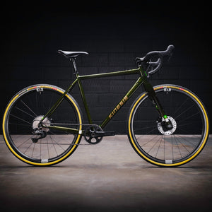 Kinesis GX Frameset in green taken in a warehouse