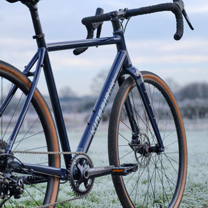 Kinesis G2 Frameset Midnight Blue Complete Bike on a winters day