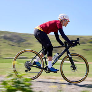 Tripster AT Plus being ridden at the foot of the South Downs.