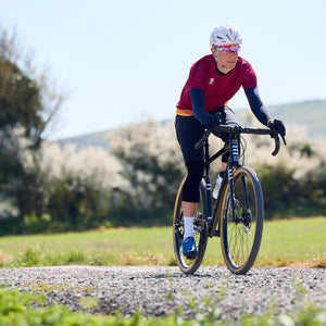 Tripster AT Plus being ridden on a gravel track in Sussex.
