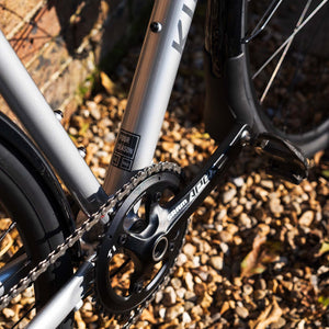 Kinesis 4S SRAM Apex road bike close up of the chainset.