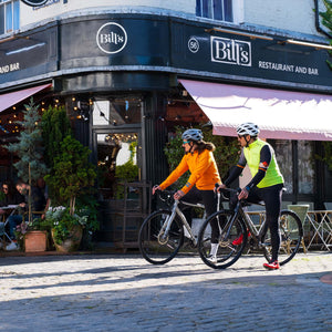 Both Kinesis 4S road bikes being ridden in Lewes Town Centre.