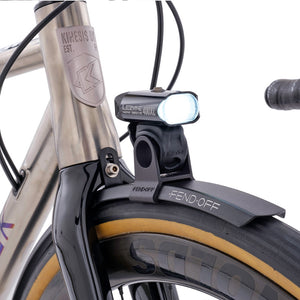 Fend Off light mount with 400XL front light on a bike. 