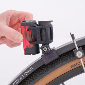 Fitting a Lezyne Strip Drive rear light to a Fend Off rear light mount on a bike.
