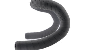 A curved black bicycle handlebar tape wrap with a textured grip pattern, shown on a plain white background.