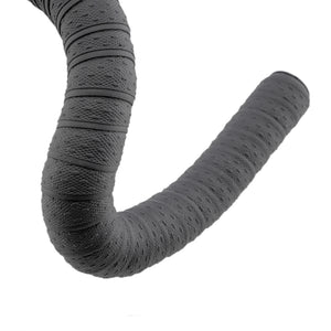 A black textured Kinesis 4 Seasons Gripibicycle handlebar tape wrap shown in a curved U-shape against a solid white background.