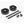 Black Kinesis 4 Seasons Reflective 3.5mm bicycle handlebar tape set with two rolled sections of grip tape, two long adhesive strips, and two black hardware knobs on a white background.