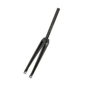 A black Kinesis bicycle AF fork with a white stylized logo on the head tube, shown against a plain white background.