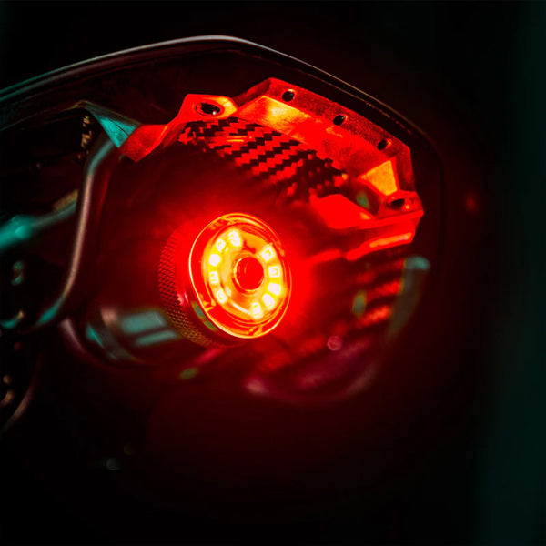 Lezyne Saddle Drive 250 rear light on a bike saddle.