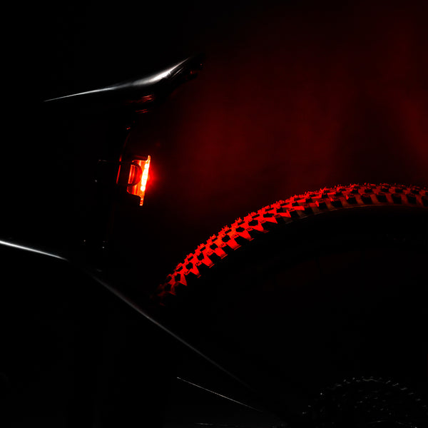 Lezyne Strip Drive Pro 400 rear light bright on a bike.