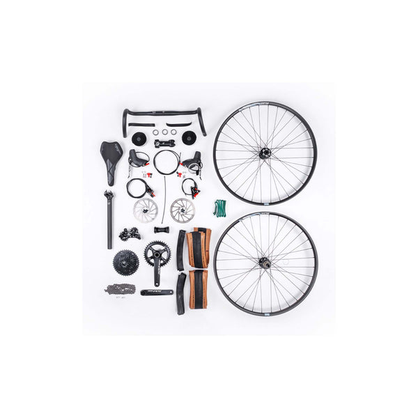 SRAM Apex 1 x 11 Gravel Build Kit including wheels, tyres, inner tubes, seatpost and saddle.